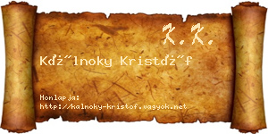 Kálnoky Kristóf névjegykártya